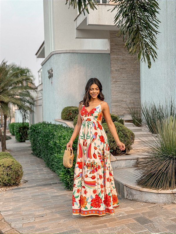 Vestido Longo Estampado Inspiração Farm