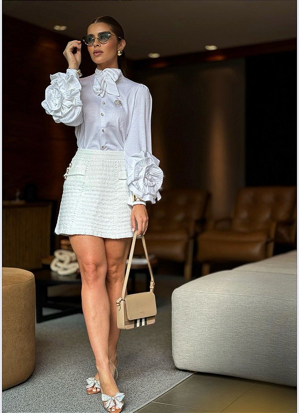 Saia Branca em Tricot Premium Mafra