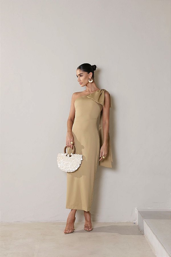 Vestido Midi Nula Manga em Alfaiataria Romenia