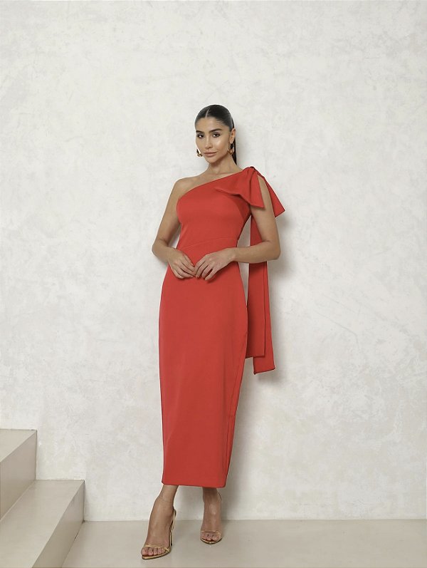 Vestido Midi Nula Manga em Alfaiataria Romenia