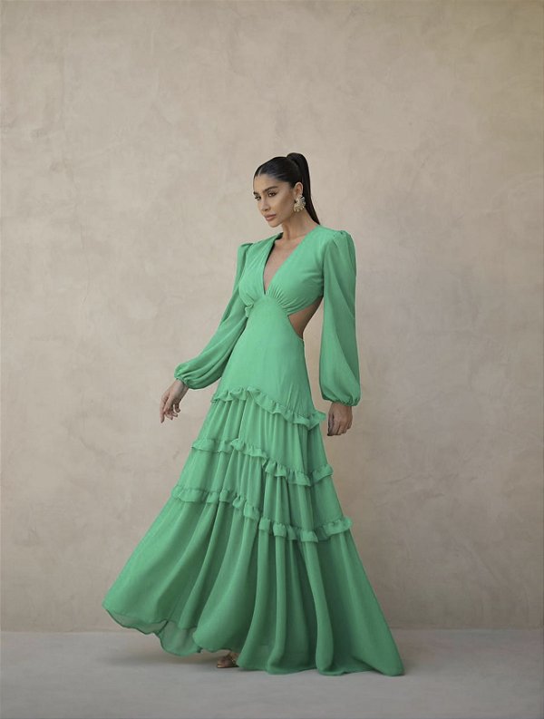 Vestido Longo com Manga Longa Santorini