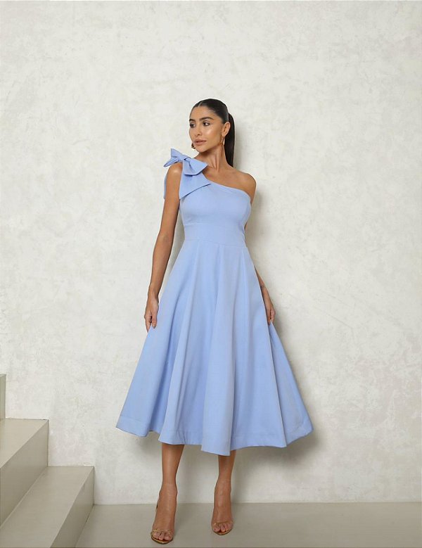 Vestido Midi Azul com Laço Lisboa