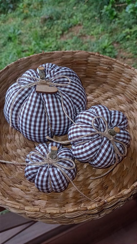 Trio Abóboras Xadrez Marrom