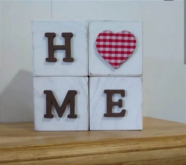 Cubinho Home Branco c/ xadrez vermelho