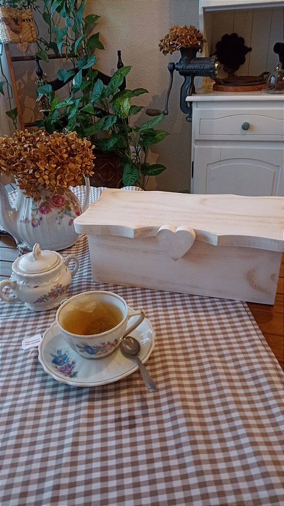 Caixa porta chá coração 3 divisórias