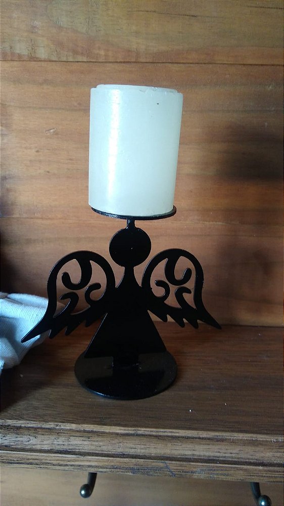 Porta Velas Anjo - Preto