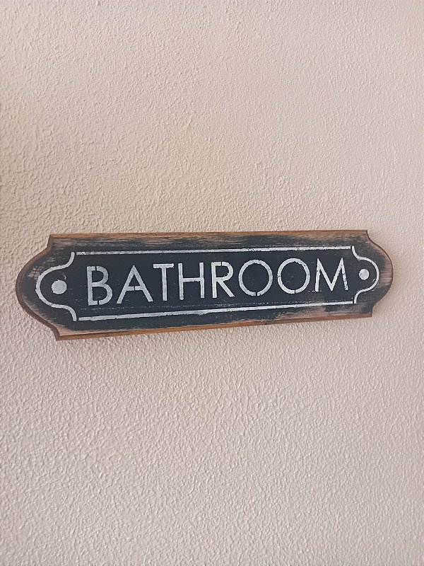 Placa Bathroom - Preta