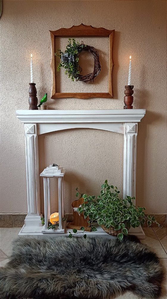 Lareira Fake Montana - Branco Desgastado