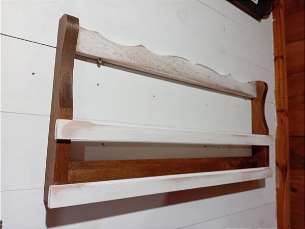 Porta pratos Campos - branco com madeira