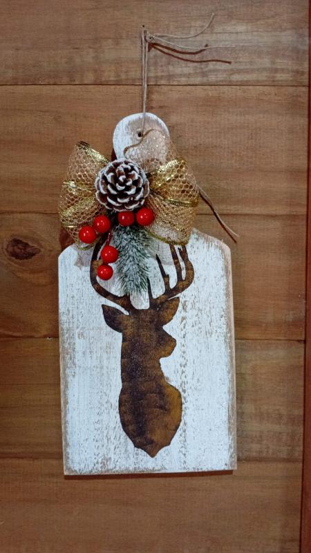 PLACA NATALINA CERVO DECORADA