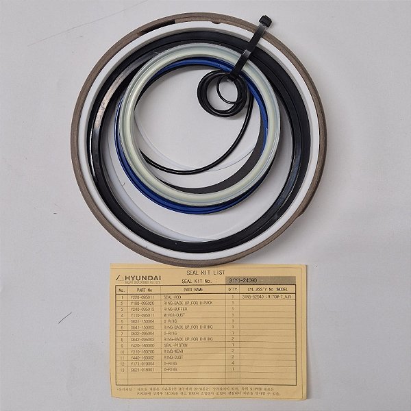 31Y1-24090 - Kit de Reparo do Cilindro - HX160L, HX180L, R160LC7, R160LC7A, R160LC9, R160LC9A, R160LC9S, R160W9A, R170W7, R170W7A, R170W9, R170W9S, R180LC7, R180LC7A, R180LC9, R180LC9A, R180LC9S, R180W9A, R180W9S