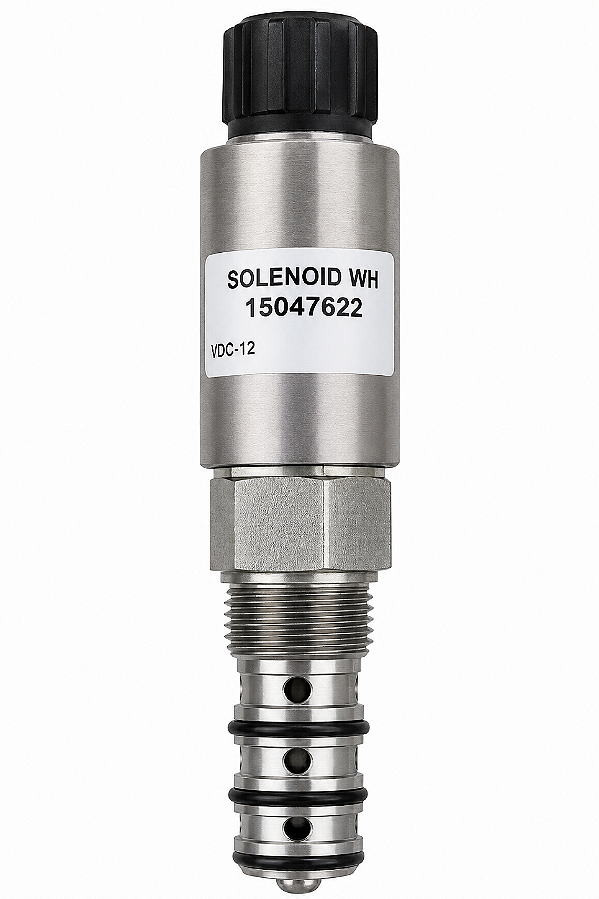 15047622 Válvula Solenoide da Pá carregadeira Volvo, Modelo L90F - Bomba Hidráulica p/n 11411964