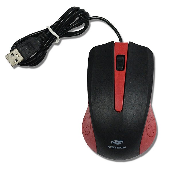 Mouse Óptico C3tech Escritório Vermelho E Preto Usb