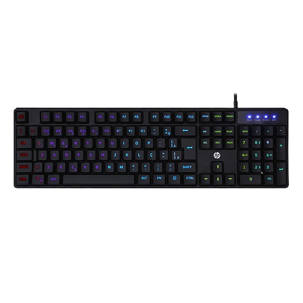 Teclado Gamer Hp Usb Membrana Com Iluminacao Led Preto K300 Idioma Português Brasil