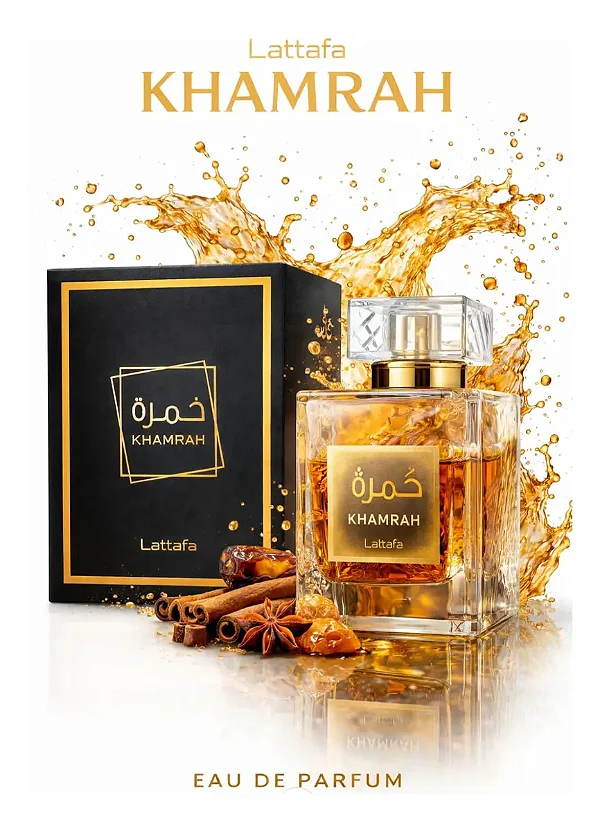 Perfume Lattafa Khamrah Eau De Parfum 100ml – Luxo Árabe Intenso e Sofisticado