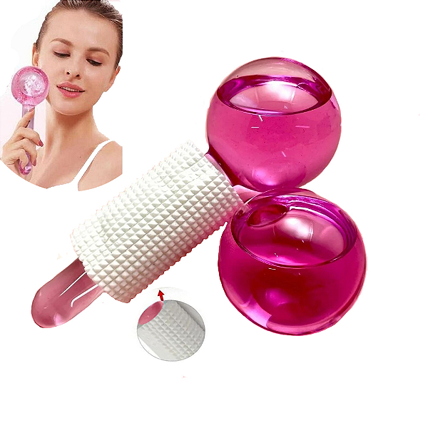 Esferas De Cromoterapia, Par de esfera de Gelo Massageador de Rolo de Resfriamento para Rosto e Corpo Ice Ball