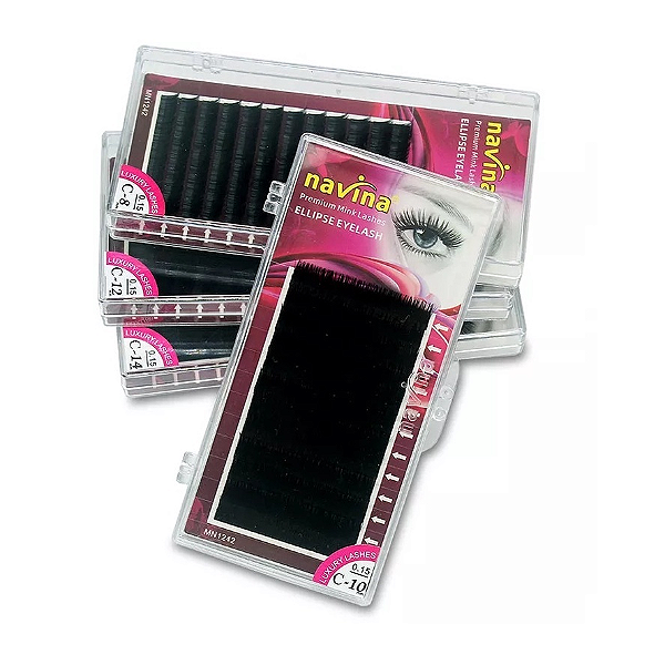Cílios Navina Fio Mink Ellipse/Elipse Alongamento Extensão 0,15 C ou D