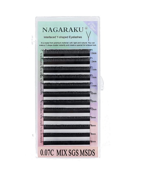 Cílios Nagaraku Y Volume Brasileiro 0.07C Mix 8-14mm