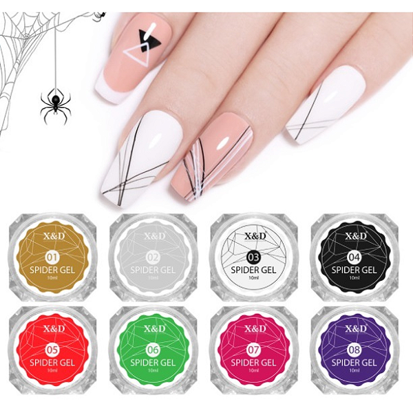 Gel Spider Teia de Aranha Decoração de Unhas Gel Led UV Desenho Cores Unhas