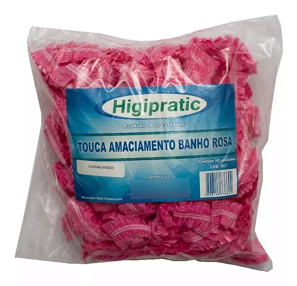 50 Toucas Plásticas para Banho Descartável Rosa Higipratic