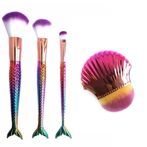 kit de 3 pincéis de maquiagem sereia