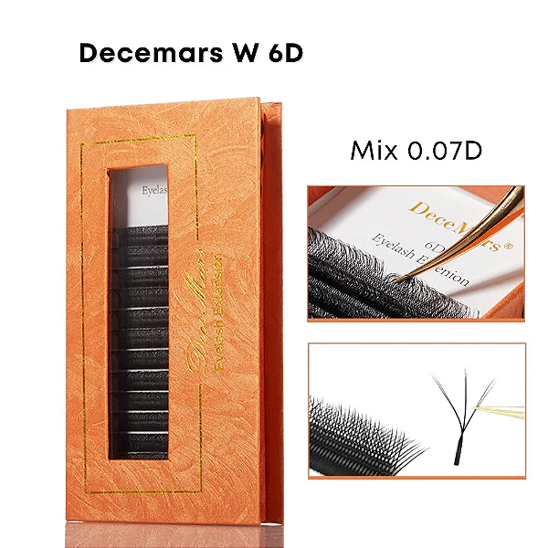 Cílios Decemars 6D W Volume Brasileiro Egípcio Mix 0.07D Mix 8 ao 14mm