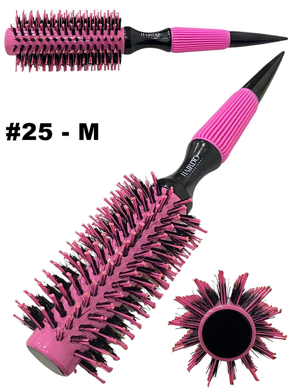 Escova Hairdo Profissional Cerdas De Javali Rosa 25