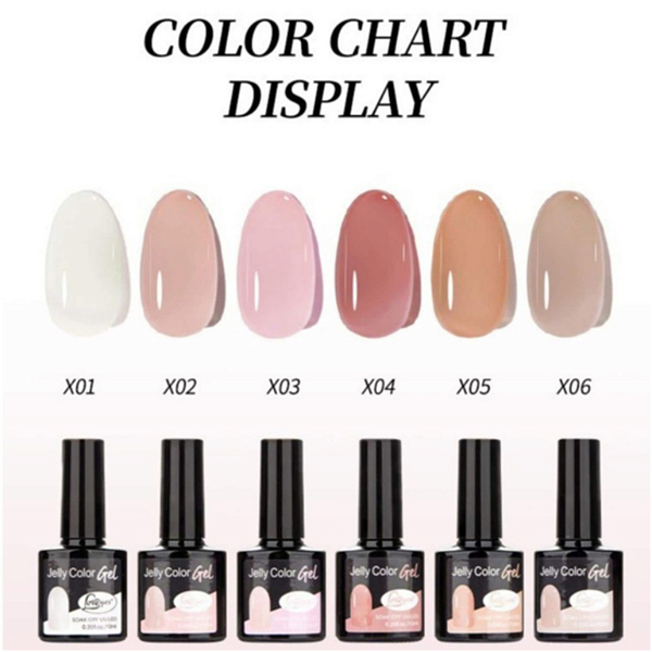 Kit 6 Esmalte Jelly Color Gel Soak Off Cores Claras LOVEYES