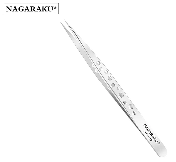 Pinça Profissional Nagaraku NH-12 - Longa reta perfurada
