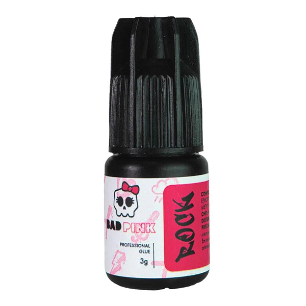 Cola Adesivo Bad Pink Rock 3g Para Extensão De Cílios Preto