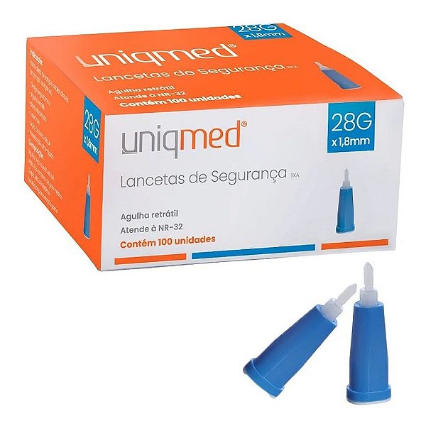 LANCETAS DE SEGURANCA UNIQMED SKA 28G X 1.8MM