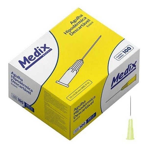Agulha 13x0,30MM (30GX1/2) 100UN Medix