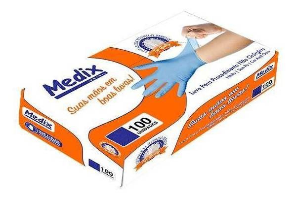 LUVA NITRILICA S/PO AZUL MEDIX