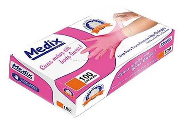 LUVA NITRILICA S/PO ROSA MEDIX