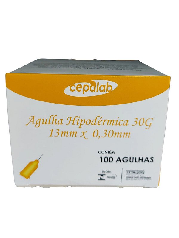 Agulha Hipodermica 13mm x 0,30mm (30G 1/2) CEPALAB