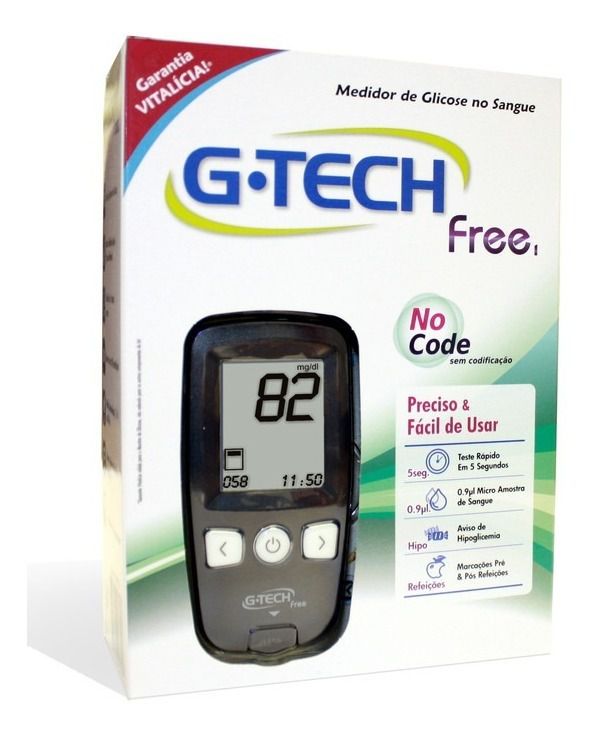 KIT MEDIDOR GLICOSE G-TECH FREE 1 COMPLETO