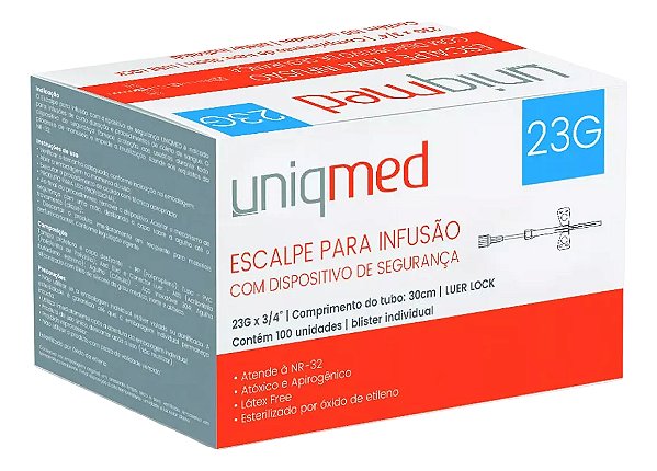 ESCALPE PARA INFUSAO UNIQMED 23G -30CM  Unidade