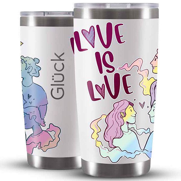 Copo Térmico Gluck Lucky Future Pride Love 591 ml Off White Branco