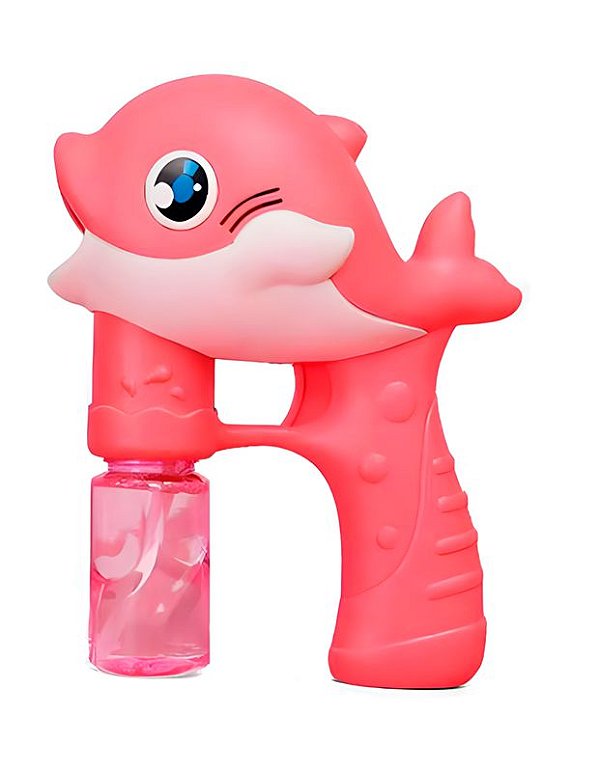 Brinquedo Lança Bolhas Golfinho Luz e Som a Pilha