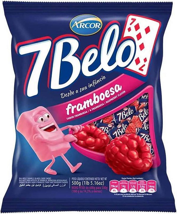 Bala 7 Belo Framboesa Pacote 500g