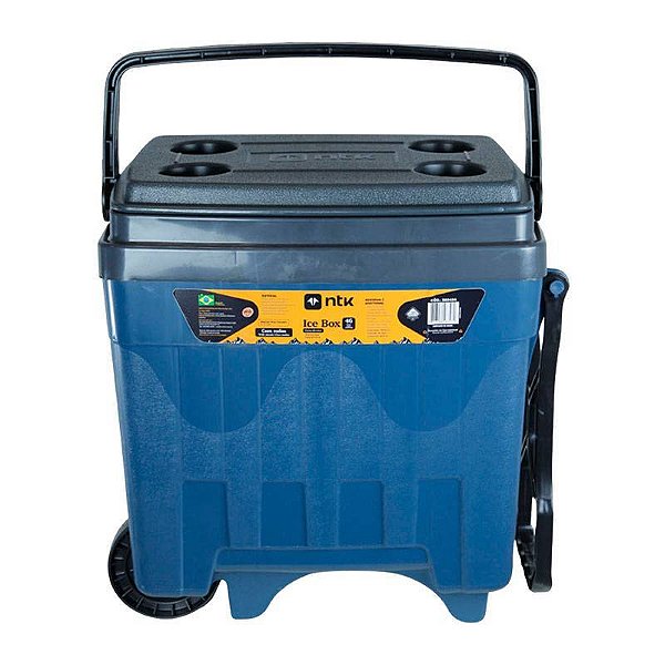 Caixa Termica Cooler Ice Box 34 Litros Nautika Com Rodas (Cinza /Azul) Cinza