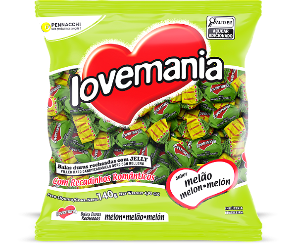 Bala Love Mania 140g Unidade - Escolha o Sabor