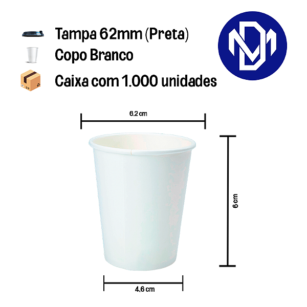 Caixa Copo Papel Branco Parede Simples - Escolha o Tamanho