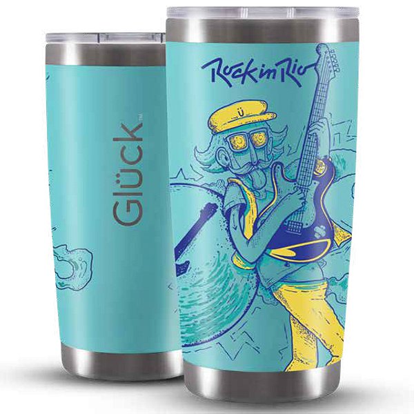 Copo Térmico Gluck Lucky Future Rock in Rio Guitar 591 Ml - Escolha a Cor