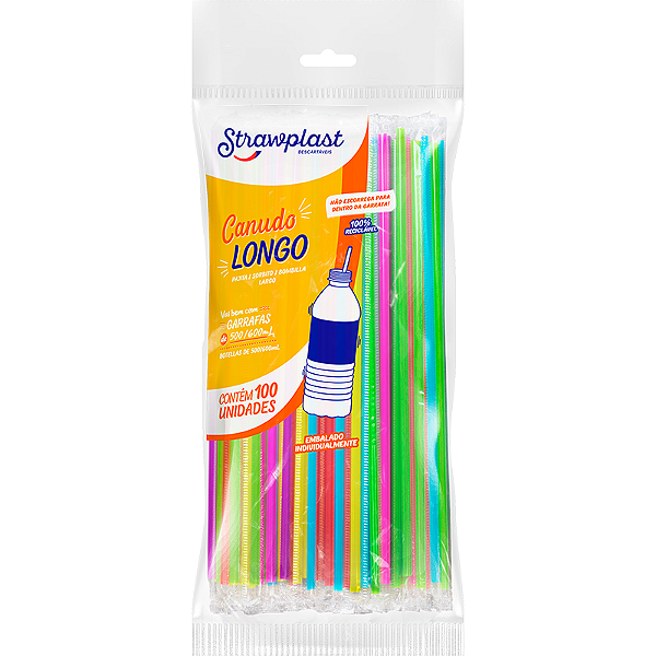 Pacote Canudo Longo Sachê 5mm - Escolha a Cor