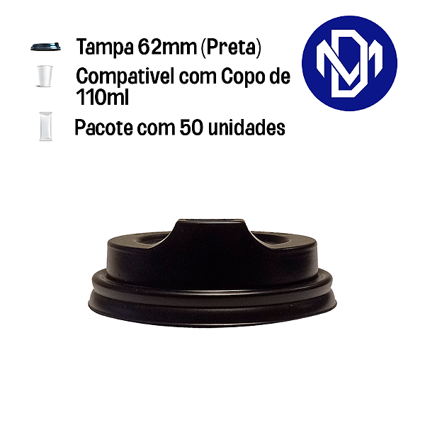Pacote Tampa Copo Para Café Preta - Escolha o Tamanho