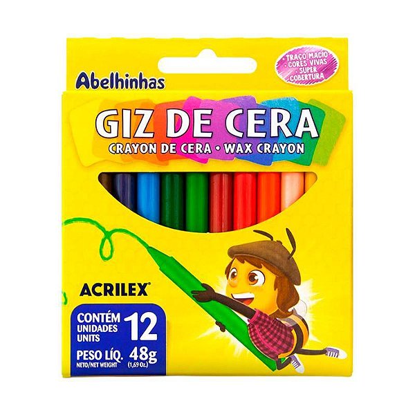 Giz de Cera Acrilex 12 Cores