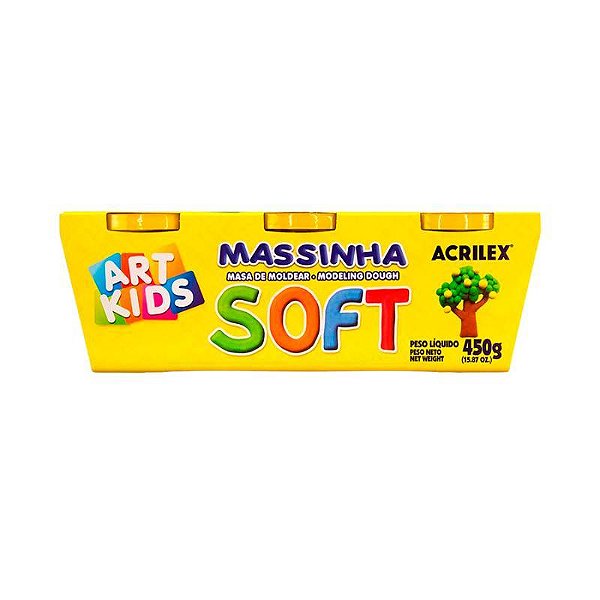Massinha de Modelar Acrilex Soft Com 3 Potes