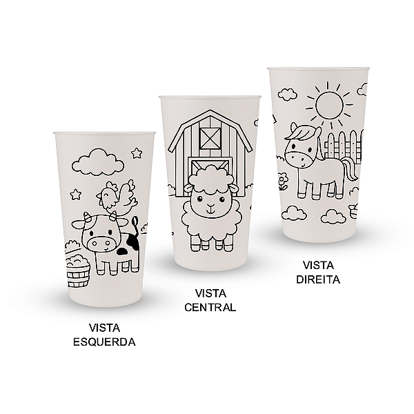 Kit 100 Copos Eco 400ml Para Pintar – Temas Sortidos