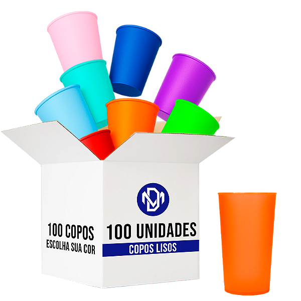 Kit 100 Copos Eco Liso 400ml - Cores Sortidas